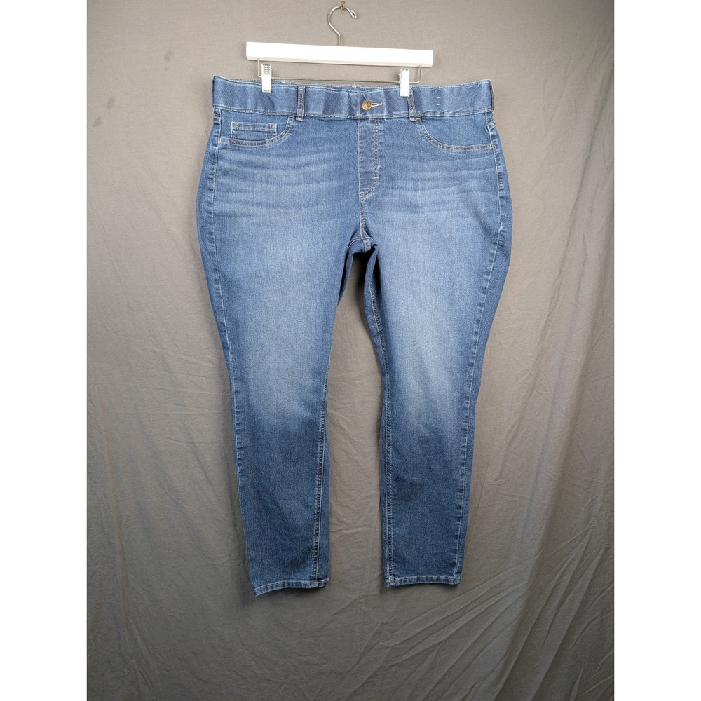 Lee Womens XL Pull On Skinny‎ Jeans Blue Denim Mid Rise Stretch